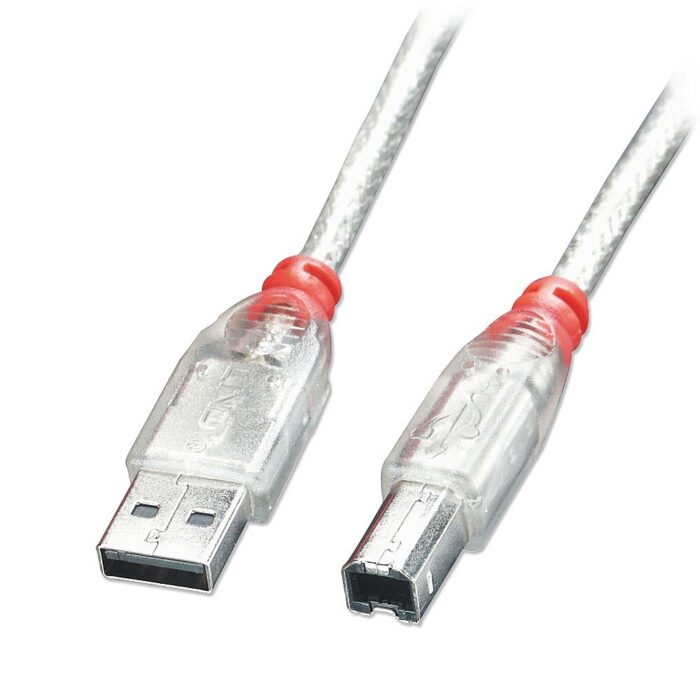 0.2m USB Cable - Transparent, Type A to B, USB 2.0