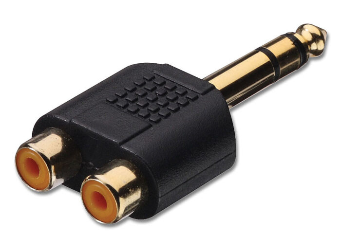 6.3mm Stereo Jack Male to 2 x RCA/Phono Female Audio Adapter